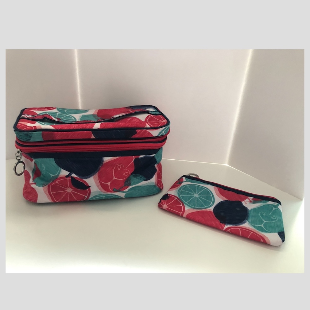 Make up case with extra matching pouch